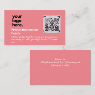 Carte D'accompagnement Code QR Détails de la garantie d'emballage du prod