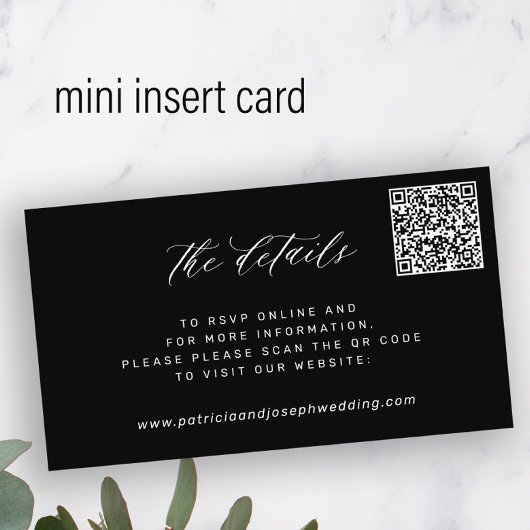 Carte D'accompagnement CODE QR détails de mariage simples et élégants noi