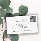 Carte D'accompagnement CODE QR détails de site web de mariage simple élég