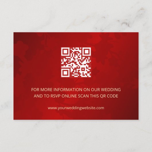 Carte D'accompagnement Code QR | Détails du Mariage chinois rouge (Dos)