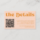 Carte D'accompagnement Code QR détails mariage rétro RSVP site web (Devant)