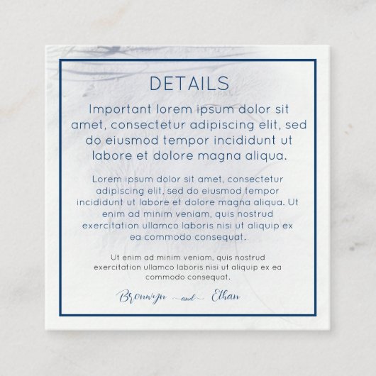 Carte D'accompagnement Code QR Détails Sandy Beach Wedding (Devant)