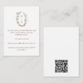 Carte D'accompagnement Code QR d'insertion de détails de mariage à monogr (Devant / Derrière)