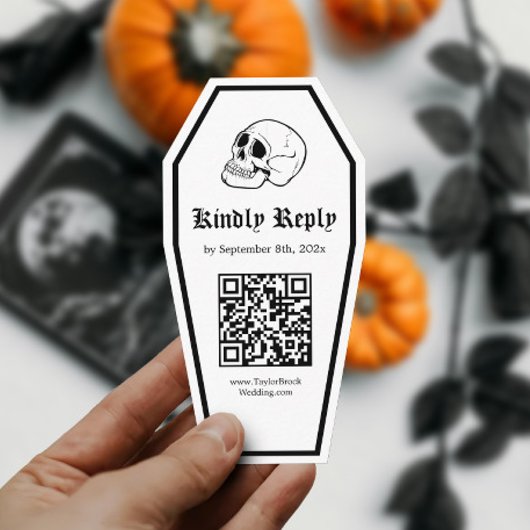 Carte D'accompagnement Code QR DIY pour réponse mariage Cercueil d'Hallow