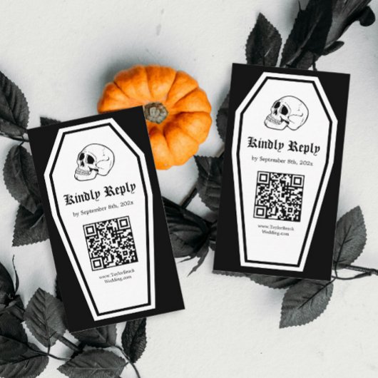 Carte D'accompagnement Code QR DIY pour réponse mariage Cercueil d'Hallow