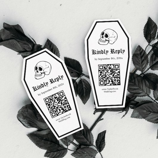 Carte D'accompagnement Code QR DIY pour réponse mariage Cercueil d'Hallow