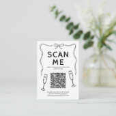 Carte D'accompagnement Code QR Doodle de mariage (Debout devant)