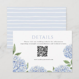 Carte D'accompagnement Code QR du cadre de l'hortensia bleu