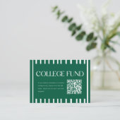 Carte D'accompagnement Code QR du fonds universitaire rayé vert moderne (Debout devant)