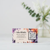Carte D'accompagnement Code QR du logo floral orange violet enchanté (Debout devant)