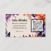 Carte D'accompagnement Code QR du logo floral orange violet enchanté (Devant)