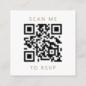 Carte D'accompagnement Code QR du Mariage blanc de script Gold Budget RSV (Dos)