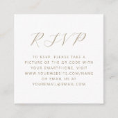 Carte D'accompagnement Code QR du Mariage blanc de script Gold Budget RSV (Devant)