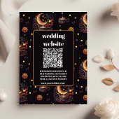 Carte D'accompagnement Code qr du Mariage céleste mystique Black Gold