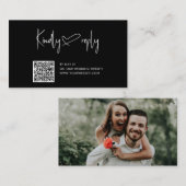 Carte D'accompagnement Code QR du Mariage de coeur de script RSVP (Devant / Derrière)