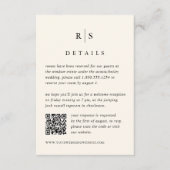 Carte D'accompagnement Code QR du Mariage de monogramme noir et écru (Devant)