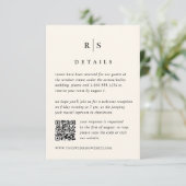 Carte D'accompagnement Code QR du Mariage de monogramme noir et écru (Debout devant)