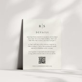 Carte D'accompagnement Code QR du Mariage de monogramme noir et écru