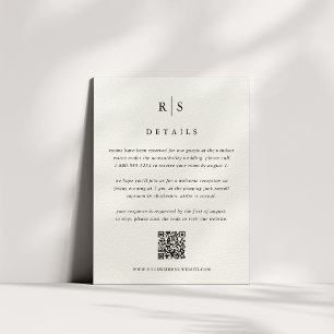Carte D'accompagnement Code QR du Mariage de monogramme noir et écru