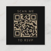 Carte D'accompagnement Code QR du Mariage de script Black Gold Budget RSV (Dos)