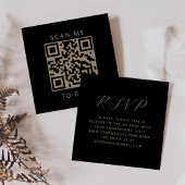 Carte D'accompagnement Code QR du Mariage de script Black Gold Budget RSV