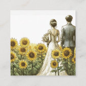 Carte D'accompagnement Code QR du Mariage du couple de tournesol (Dos)