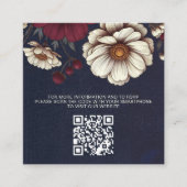 Carte D'accompagnement Code QR du Mariage Floral bleu marine et bourgogne (Devant)