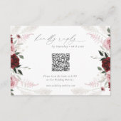Carte D'accompagnement Code QR du Mariage Floral Bourgogne RSVP (Devant)