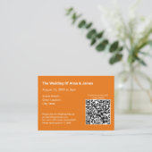 Carte D'accompagnement Code QR du Mariage orange moderne (Debout devant)