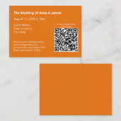 Carte D'accompagnement Code QR du Mariage orange moderne (Devant / Derrière)