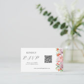 Carte D'accompagnement Code QR du Mariage Rose de printemps RSVP (Debout devant)
