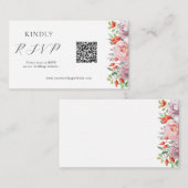Carte D'accompagnement Code QR du Mariage Rose de printemps RSVP (Devant / Derrière)