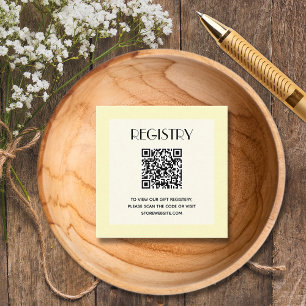 Carte D'accompagnement Code QR du registre de Baby shower jaune neutre