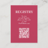 Carte D'accompagnement Code QR du registre de mariage chic magenta (Devant)