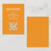 Carte D'accompagnement Code QR du registre de mariage chic orange (Devant / Derrière)