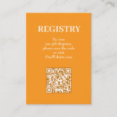 Carte D'accompagnement Code QR du registre de mariage chic orange (Devant)