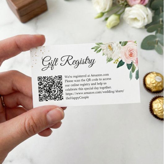 Carte D'accompagnement Code QR du registre de mariage élégant avec des fl