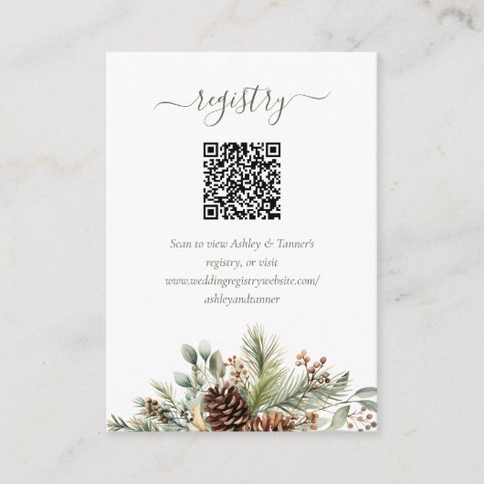 Carte D'accompagnement Code QR du registre de mariage Élégante verdure d' (Devant)