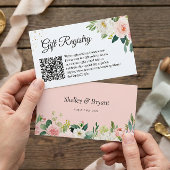 Carte D'accompagnement Code QR du registre de mariage floral rose élégant