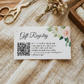 Carte D'accompagnement Code QR du registre de mariage floral rose élégant