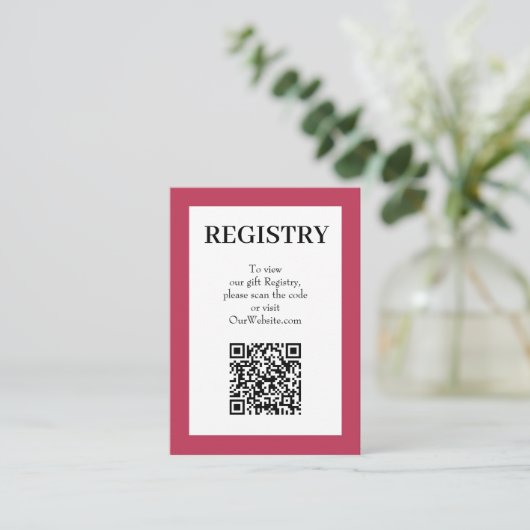 Carte D'accompagnement Code QR du registre de mariage Magenta (Debout devant)