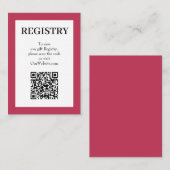Carte D'accompagnement Code QR du registre de mariage Magenta (Devant / Derrière)