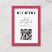 Carte D'accompagnement Code QR du registre de mariage Magenta (Devant)