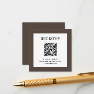 Carte D'accompagnement Code QR du registre de mariage marron