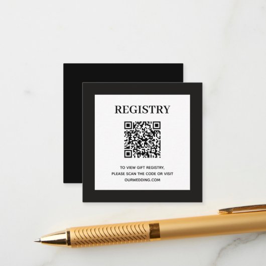 Carte D'accompagnement Code QR du registre de mariage noir (Devant/Arrière en situation)