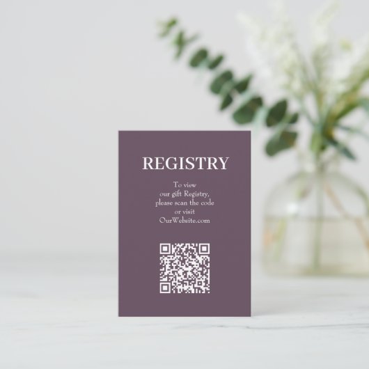 Carte D'accompagnement Code QR du registre de mariage poussiéreux chic vi (Debout devant)