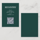 Carte D'accompagnement Code QR du registre de mariage vert émeraude chic (Devant / Derrière)