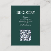 Carte D'accompagnement Code QR du registre de mariage vert émeraude chic (Devant)
