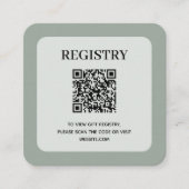 Carte D'accompagnement Code QR du registre de mariage vert sauge (Devant)
