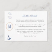 Carte D'accompagnement Code QR du registre de naissance Coastal Monogram  (Devant)